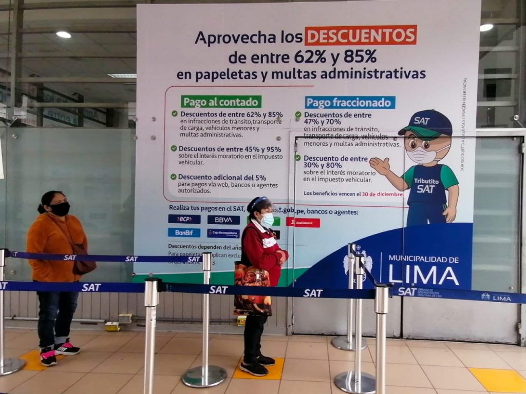 SAT de Lima amplía vigencia de descuentos para el pago de tributos, papeletas y multas hasta el 30 de diciembre